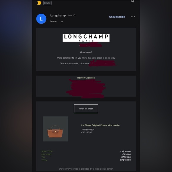 Longchamp | Le Pliage Cognac Original Pouch w Handle + Long Strap kit installed - Picture 15 of 16